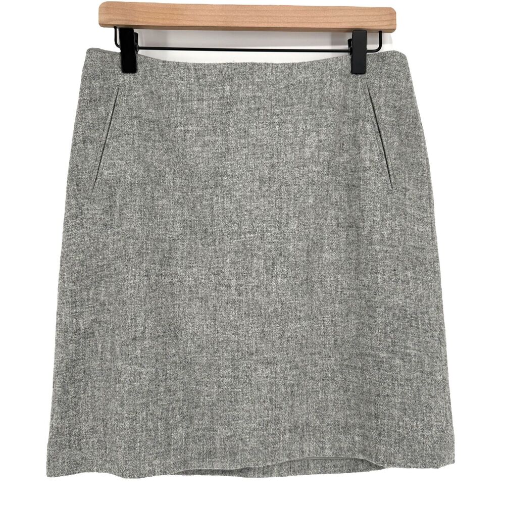 Talbots Pencil Skirt 6P Petite Gray Wool Blend Knit Office Lined Pocket Zip NWT - Picture 2 of 8